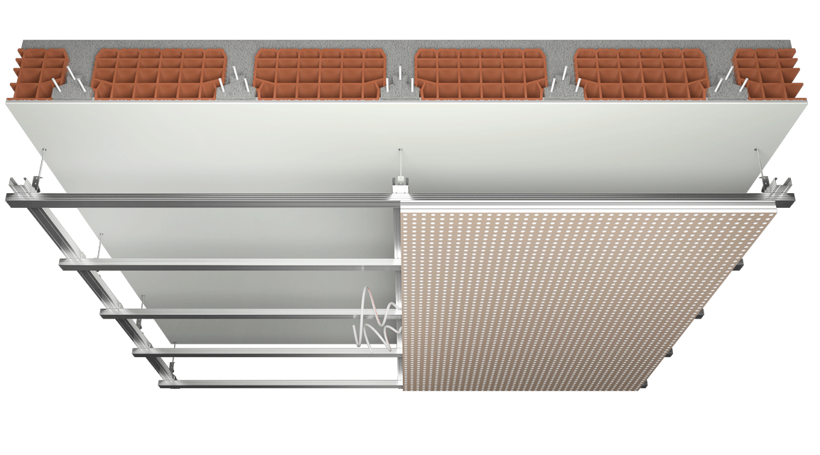 Insonorizzazione acustica mediante soffitto radiante