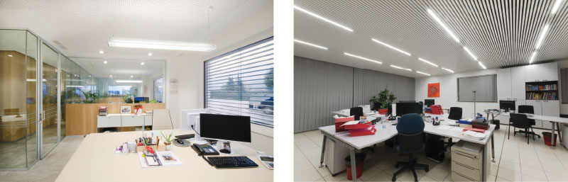 Illuminazione ambienti di lavoro soffitto radiante